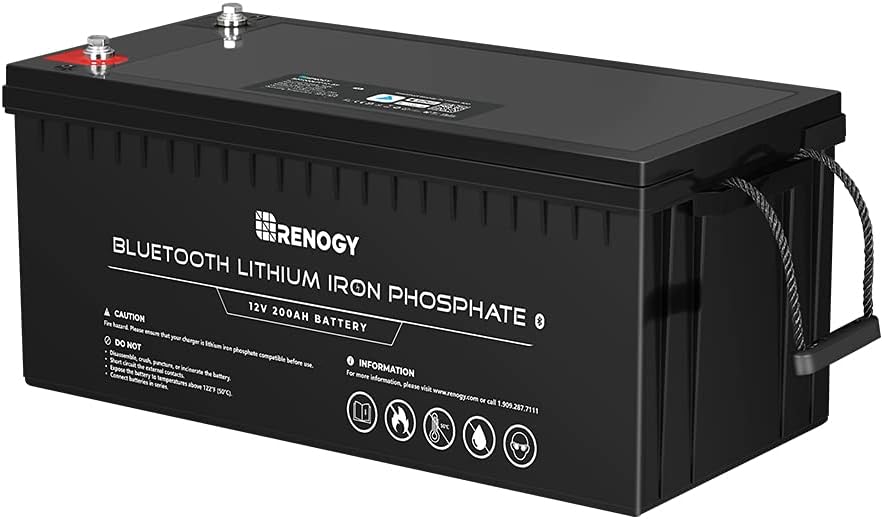 Renogy 12V 100Ah LiFePO4 Deep Cycle Lithium Battery with Bluetooth, 2000 Life Cycles, Built-in BMS, Backup Power Perfect for RV, Camper, Van, Marine, Off-Grid Home Energy Storage