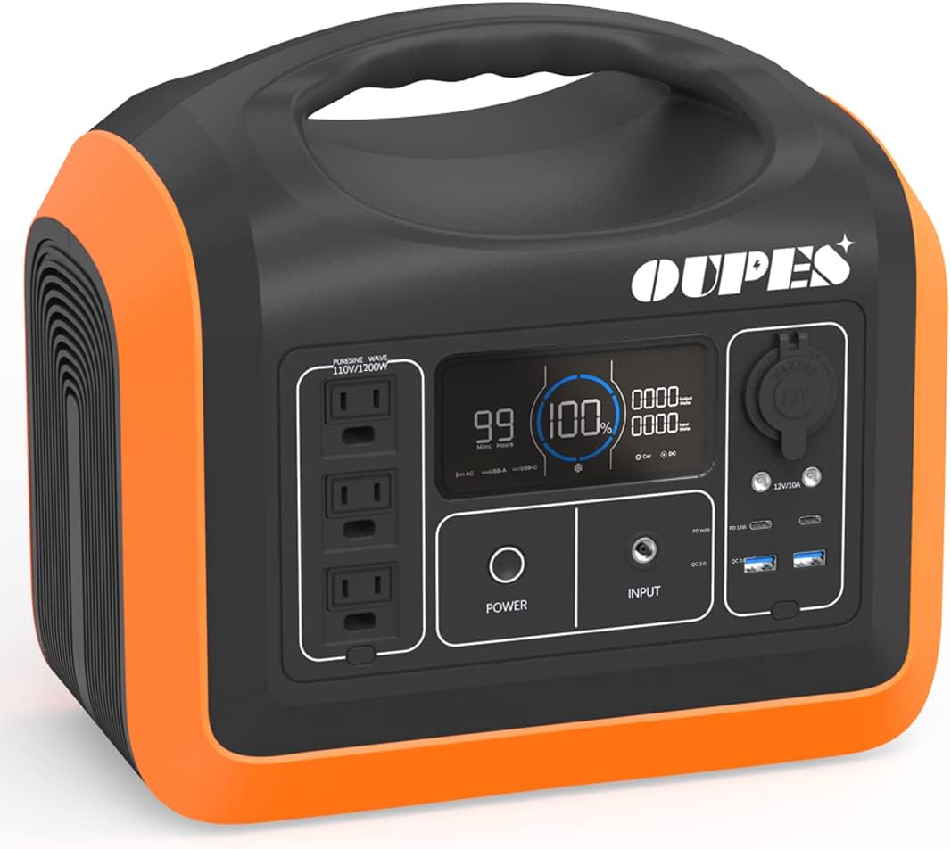 OUPES Portable Power Station 1800W Solar Generator 1488Wh Solar Mobile LiFePO4 Battery Pack Pure Sine Wave AC Inverter 10 Outputs for Outdoors Camping RV/Van Hunting Emergency Overlanding