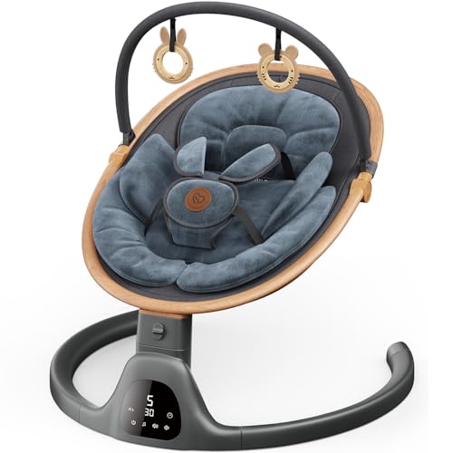 Baby Swings for Infants, Fasonbaby Bluetooth Infant Swing with Music Speaker with 3 Seat Positions, 5 Speeds and Remote Control - Portable Baby Swing for Indoor and Outdoor (White)