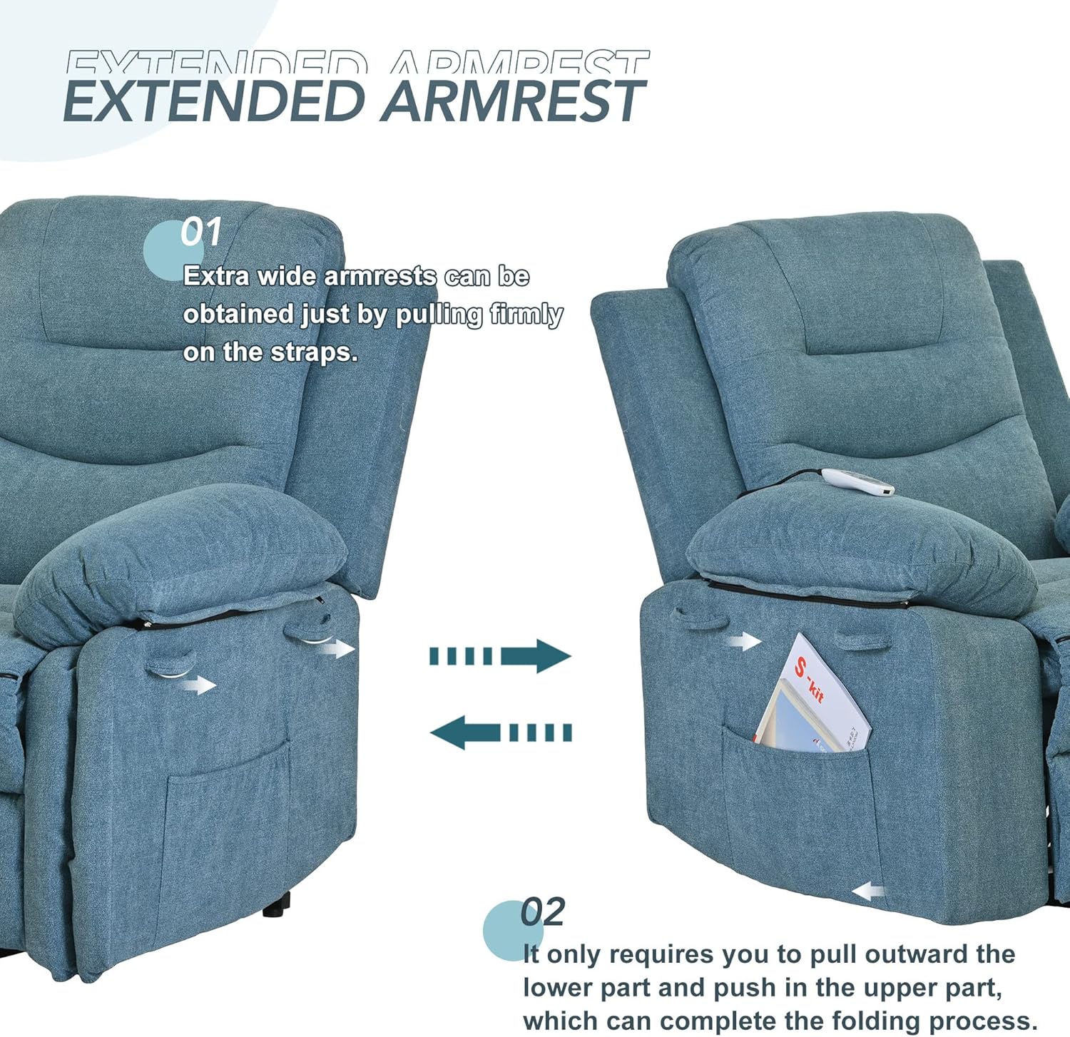 Massage Recliner Chair,Power Lift Chair for Elderly with Adjustable Massage and Heating Function,Recliner Chair with Infinite Position and Side Pocket for Living Room