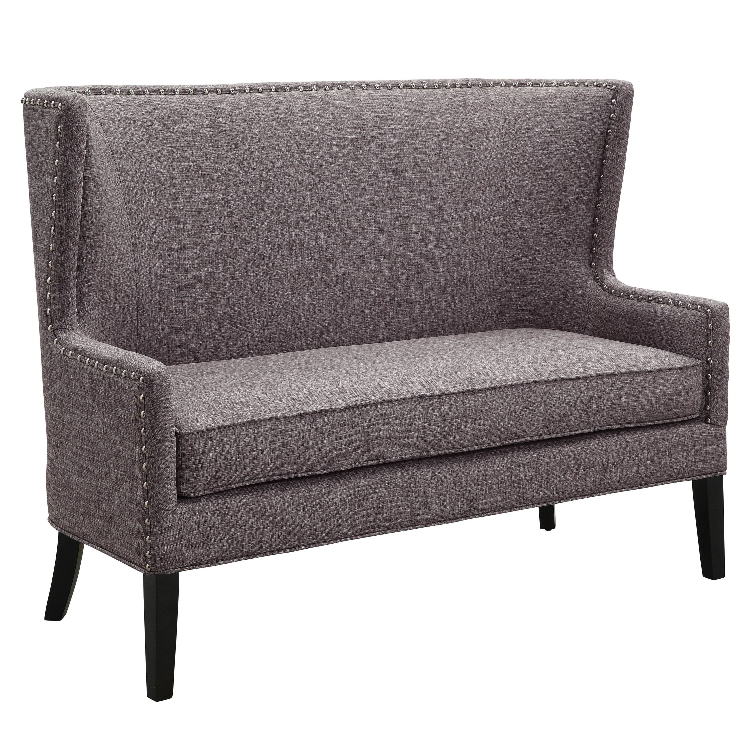 Furniture of America Fabric Wingback Loveseat with Nailhead Accents