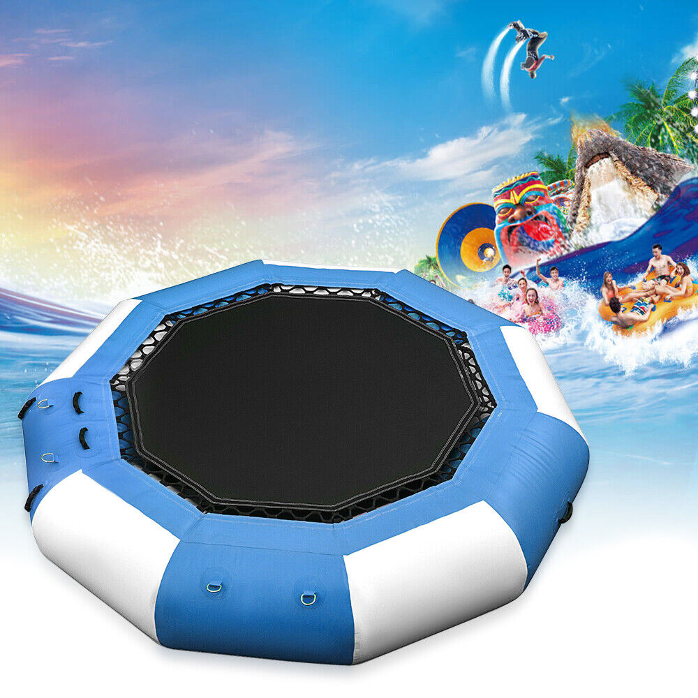 Oukaning 17Ft Inflatable Water Trampoline Bouncer Jump Float Swimming Pool Beach Ring Platform Jump Floated 400kg/ 880lb