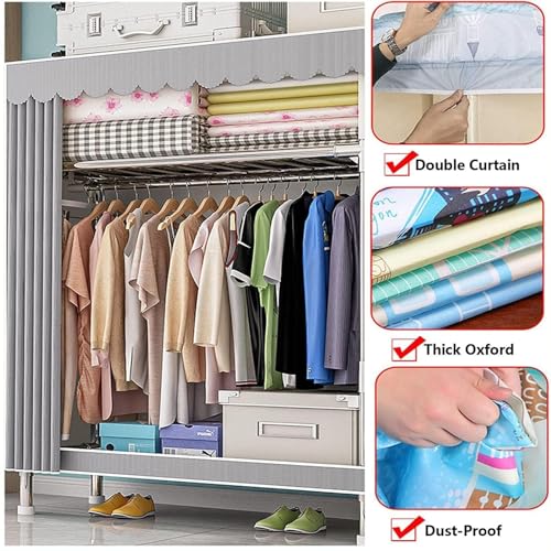 Portable Closets Assembled Storage Wardrobe - Multifunctional Portable Wardrobe Rack, Wardrobe, Simple Fabric Wardrobe, Furniture Bedroom Wardrobes, Small Apartment Hanging Wardrobe/closet, For Rental