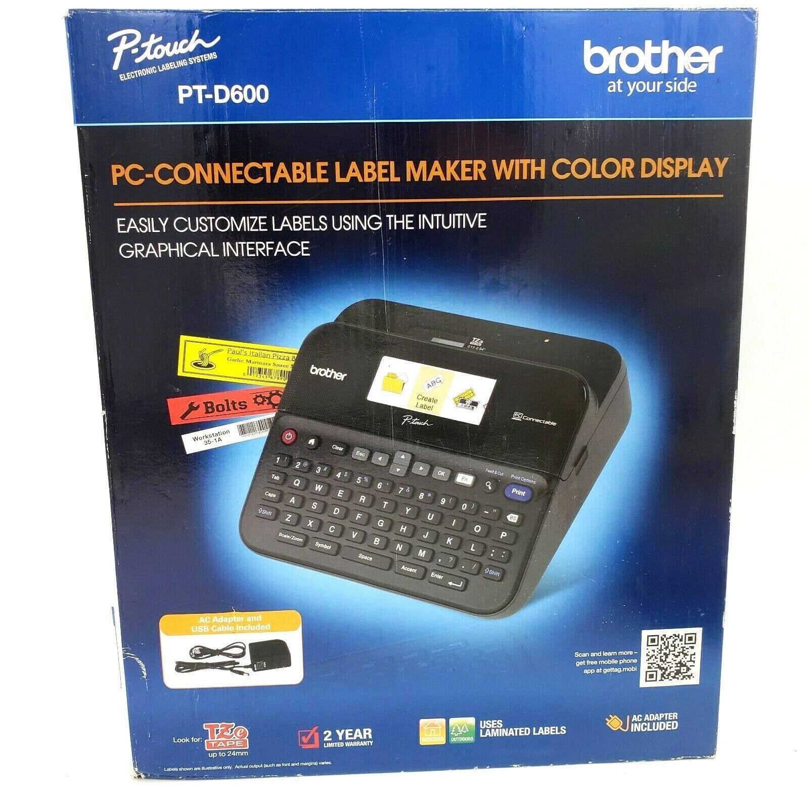 Brother P-Touch PT-D600 Monochrome Thermal Transfer Label Printer - Black/Dark Gray