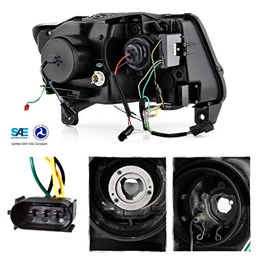 AKKON - Fits 2011 2012 2013 Jeep Grand cherokee [C Tube Bar] Sequential Turn Signal Projector Chrome Headlights Pair Left+Right