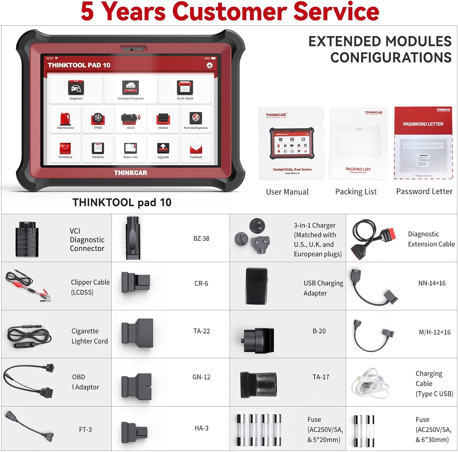 thinktool pad10 Bi-Directional Diagnostic Scan Tool, 34 Reset Services OE-Level All Systems Automotive Scanner,Active Test, Key Program, ECU Coding, Cars Connector Kits,2 Years Free Update
