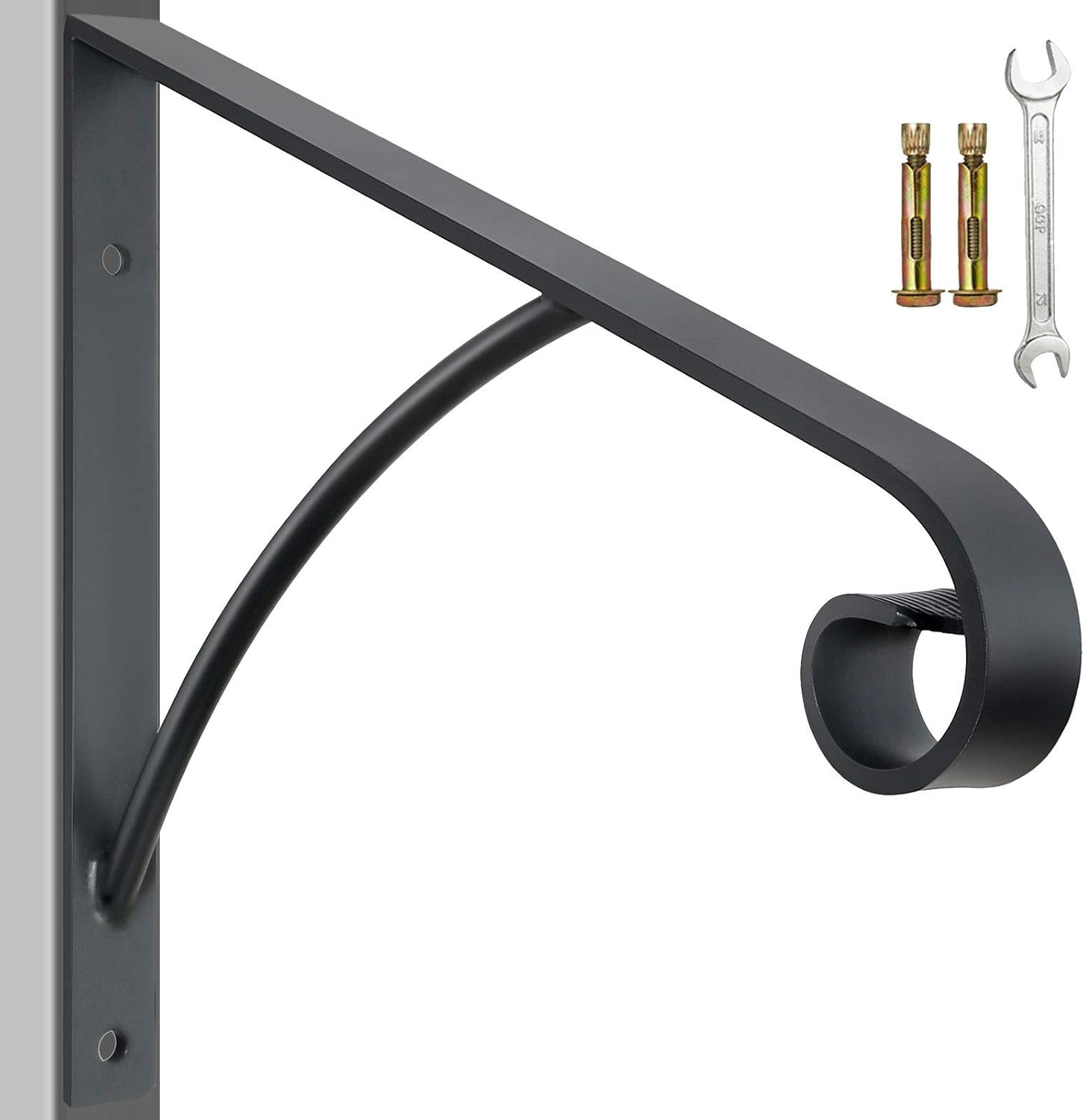 Handrail Railings,Wall Mounted Handrails Wrought Iron Railing Fits 1 or 2 Stairs Rail for Steps Porch,Gray Pack of 2