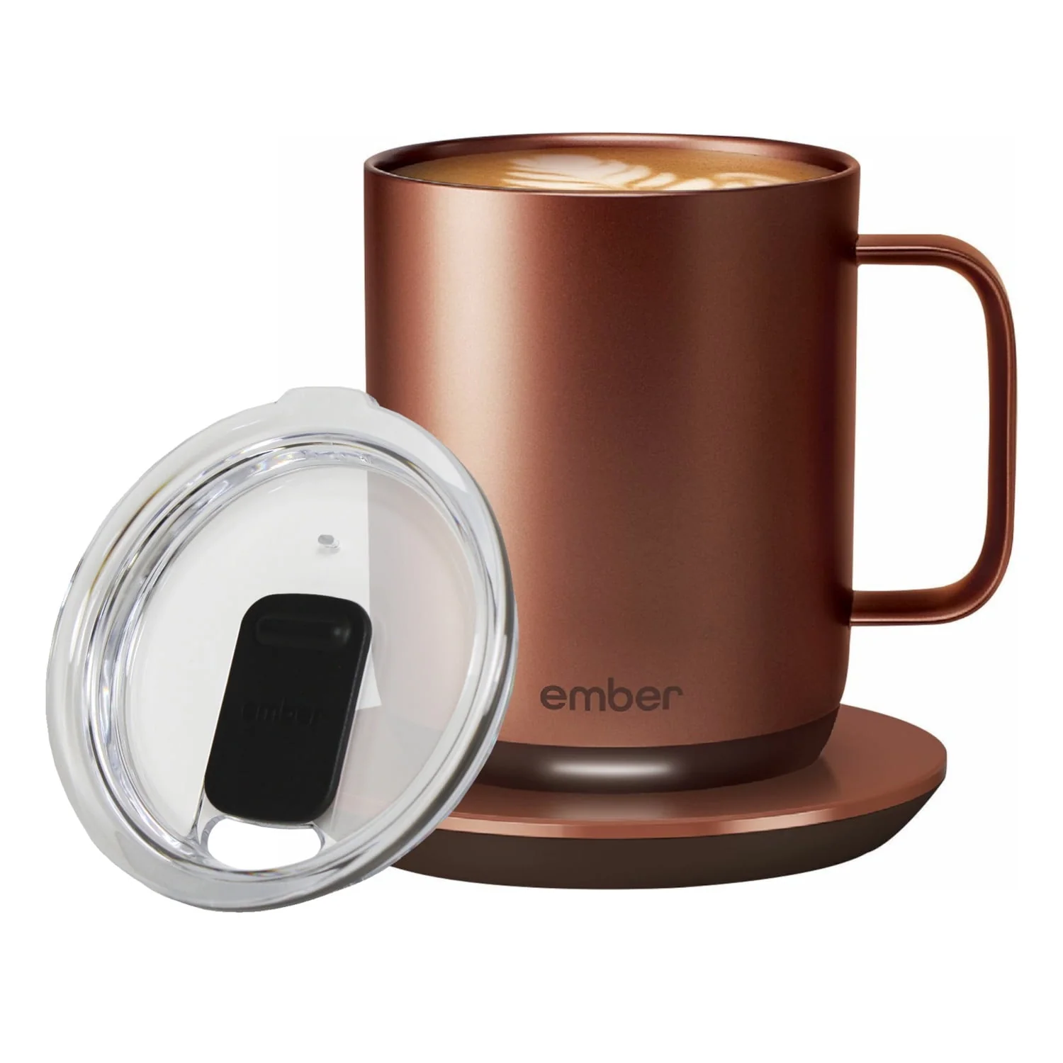 Ember Temperature Control Smart Mug 2, 14 oz, Grey, 80 min Battery Life | App Controlled Heated Coffee Mug | Improved Design with Clear Splash-Proof Sliding Lid