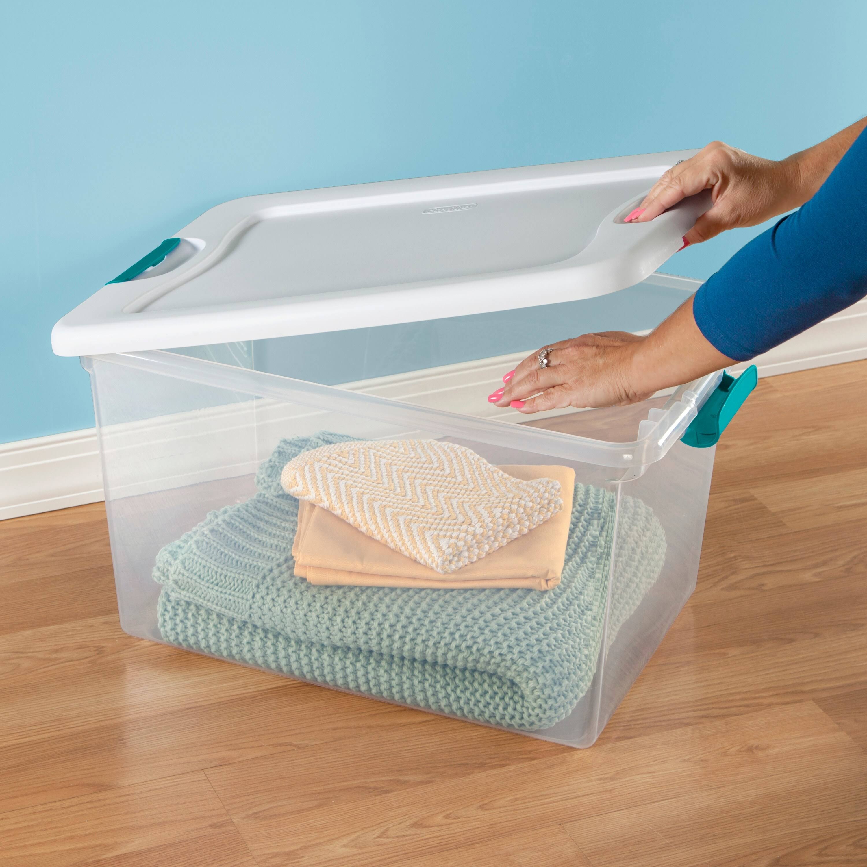 Case of 6 Sterilite 64 Quart Latching Boxes - 16x22 Wide - Clear