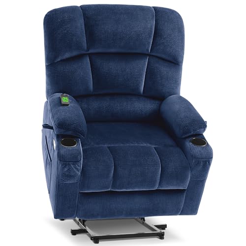 MCombo Large Dual Motor Power Lift Recliner Chair for Elderly, Massage and Heat, Lay Flat, Zero Gravity, Home Button, USB Port, Fabric 7680 (Large, Beige)