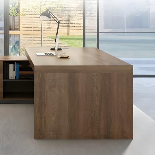 Rustic L Shape Executive Desk for Office, Farmhouse L shaped Wood Office Desk, Engineered Wood Working Table Computer Desk for Home Office - 63" L x 31.5" W x 29.5" H