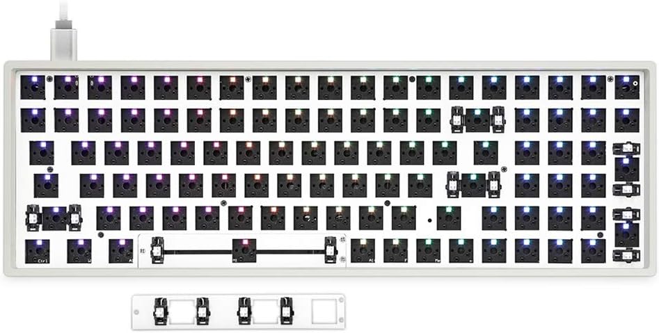 EPOMAKER SKYLOONG GK87 RGB TKL Hotswap Custom DIY Kit for Wired Mechanical Keyboard with Steel Mounting Plate, ABS Frame (GK87 White) Pack of 2