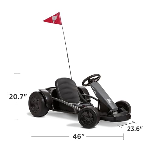 Radio Flyer 36V Battery-Powered Kids Electric Go-Kart with Adjustable Seat, Rubber Wheels, Grey