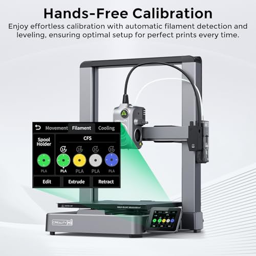 Creality Hi Combo 3D Printer, 4-Color CFS System, Auto RFID Filament Detection, 500mm/s Speed, All-Metal Frame, 260x260x300mm Build Volume, Smart Cloud Control