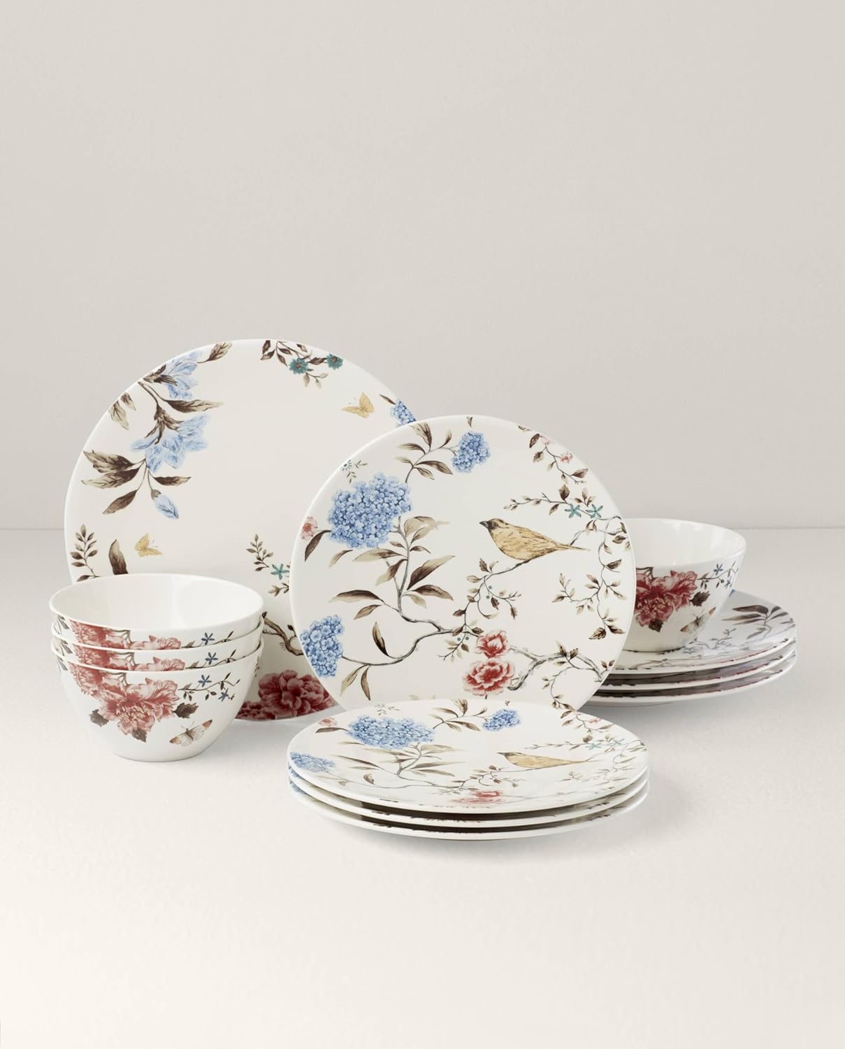 Lenox Sprig & Vine 12-Piece Dinnerware Set, 17.30 LB, White