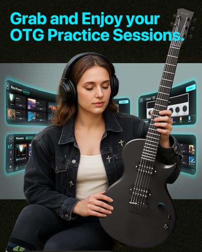 Enya Electric Guitar Inspire 39" Smart Electric Carbon Fiber Guitarra with 15W Wireless Speaker, 20 Distinct Tones, Onboard Presets, Charging Cable, Adjusting Wrench, and Gig Bag