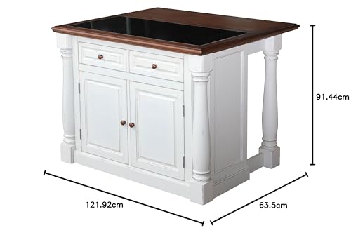 Homestyles Monarch Kitchen Island Set, With 2 Stools, Off-White