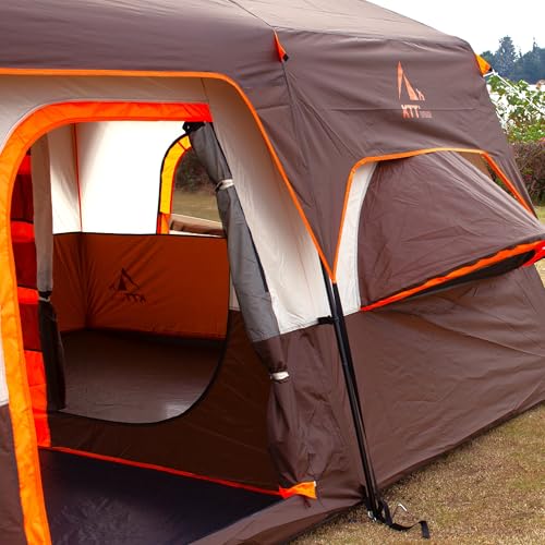KTT Extra Large Tent 10-12-14 Person(Style-B),Family Cabin Tents,2 Rooms,3 Doors and 3 Windows with Mesh,Straight Wall,Waterproof,Double Layer,Big Tent for Outdoor,Picnic,Camping,Family Gathering