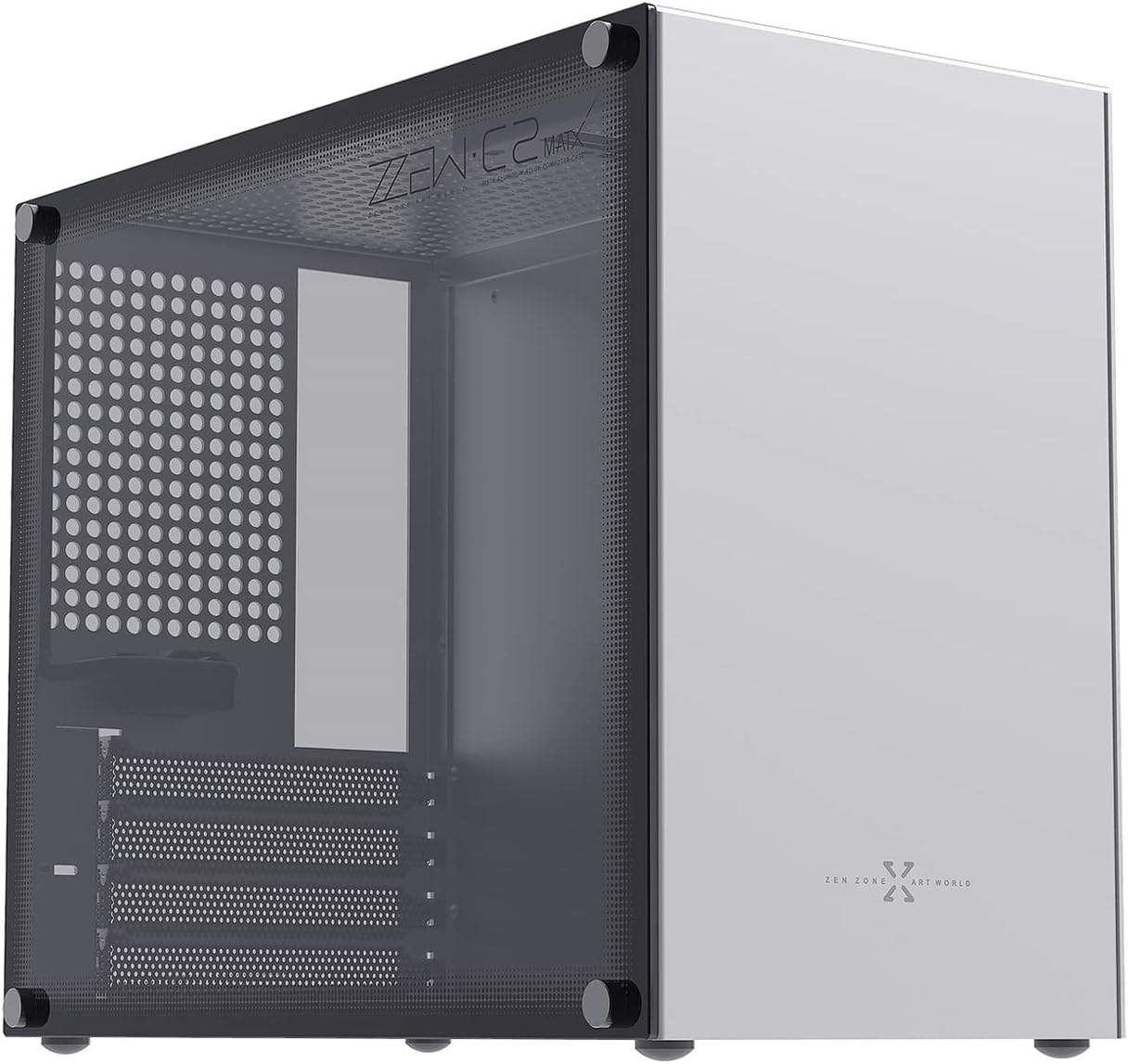 ZZEW C2 Micro ATX Case, MATX PC Case Aluminum, Mini Computer Case Silver Color with Tempered Glass Support SFX, SFX-L and ATX PSU