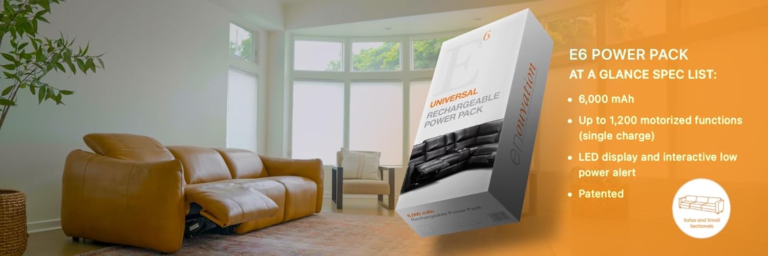 E6 Power Pack- 6000mAh Rechargeable Lithium Ion Battery Supply for Power Motion Recliner, Sofa, and Sectional Home Furniture