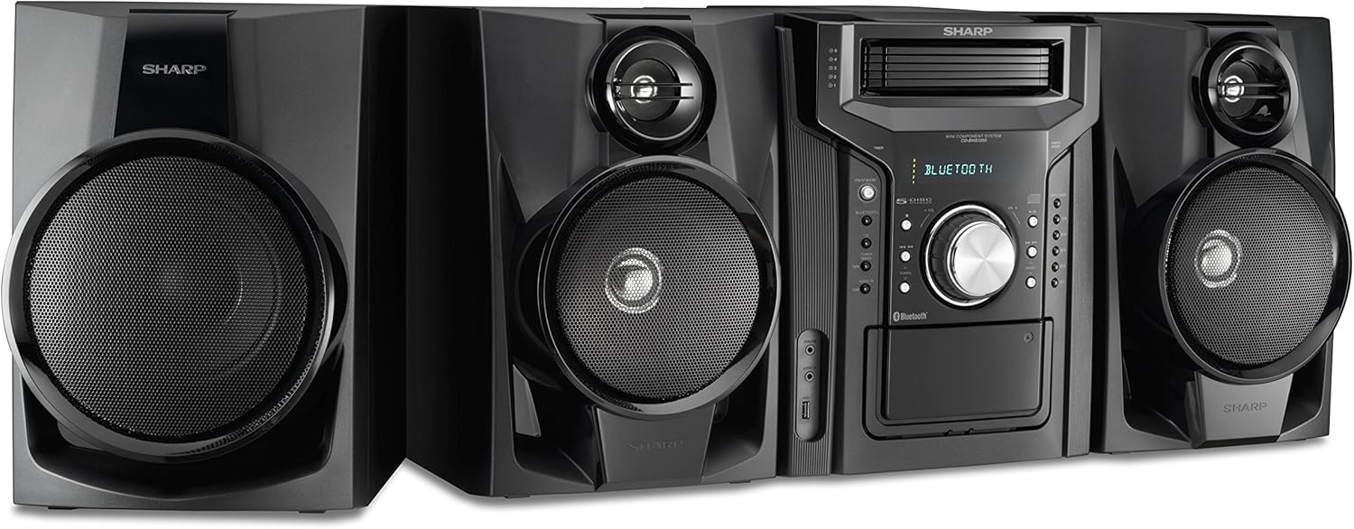 Sharp CD-BH950 Sharp 240W 5-Disc Mini Shelf Speaker System with Cassette and Bluetooth