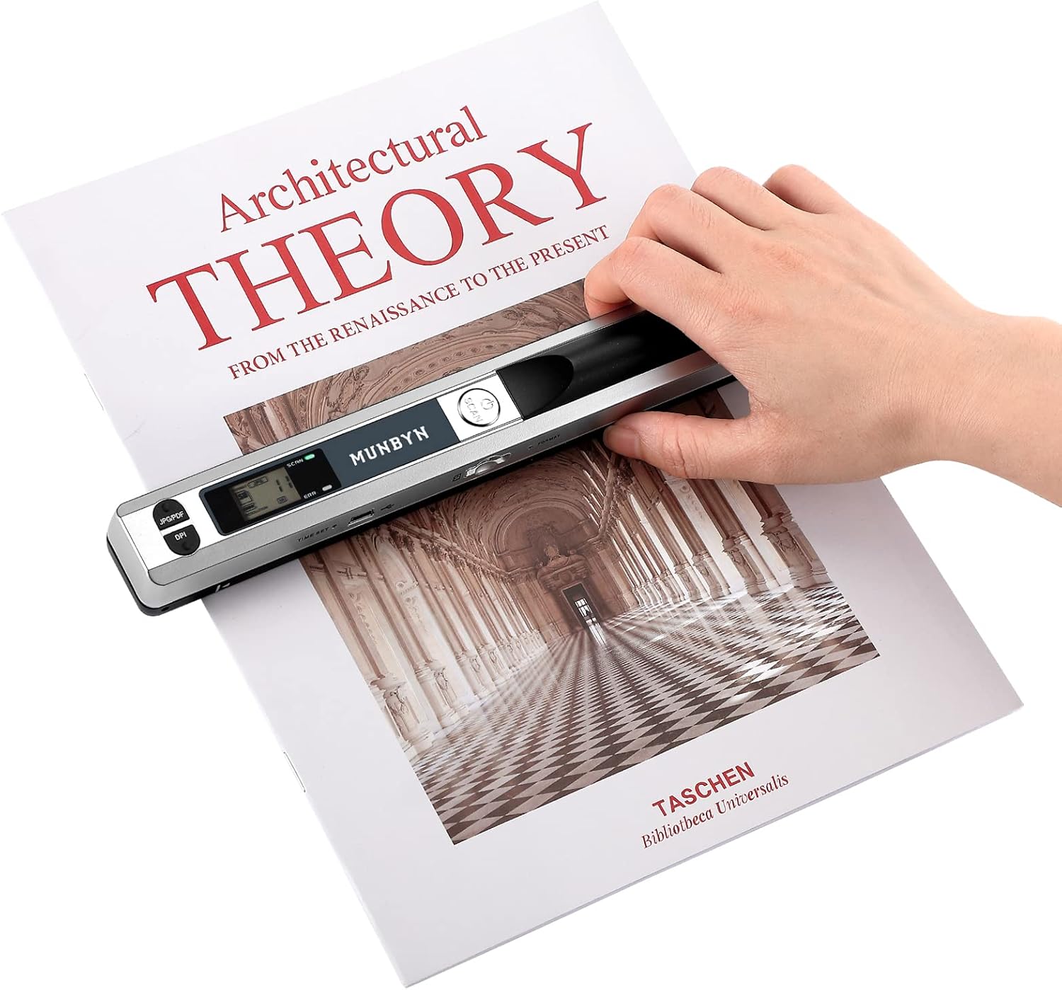 MUNBYN Portable Scanner, Photo Scanner for A4 Documents Pictures Pages Texts in 900 Dpi, Flat Scanning, Include 16G SD Card, Wand Document Scanner Uploads Images to Computer Via USB Cable, No Driver