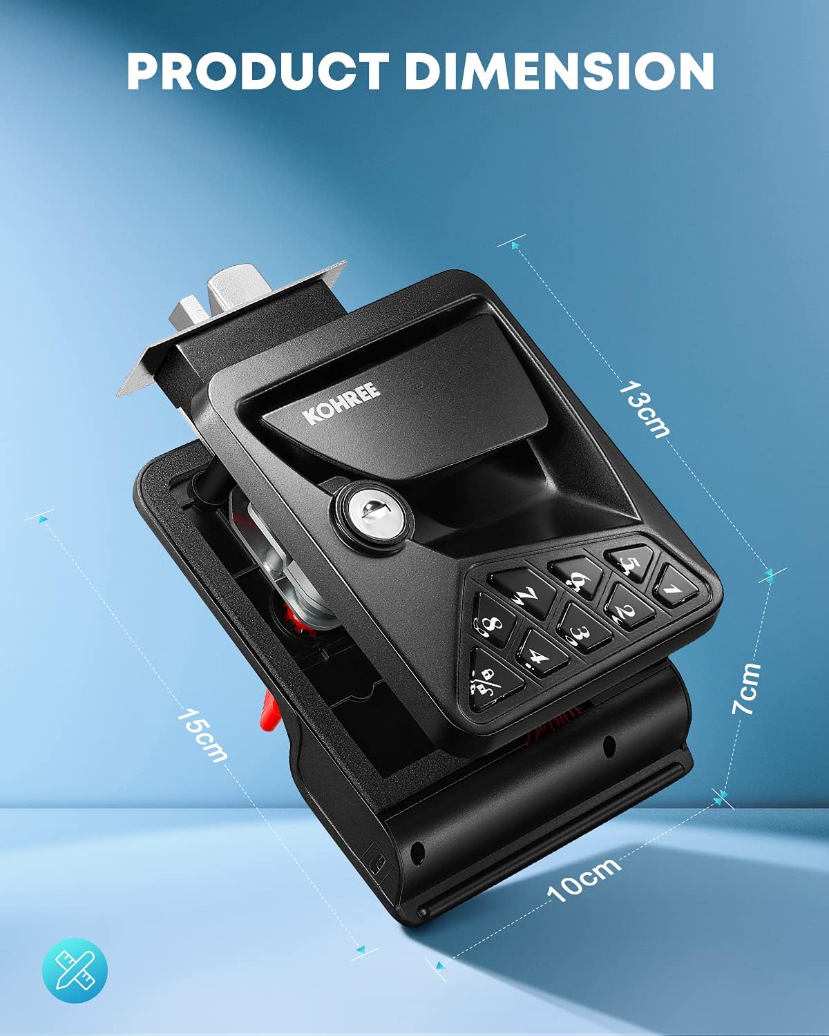 Kohree RV Lock Keyless Entry Backlit Keypad, Waterproof Control Door Lock Latch Handle with Knob Deadbolt, via Phone App/Remote Key/Password, for Travel Trailer Camper
