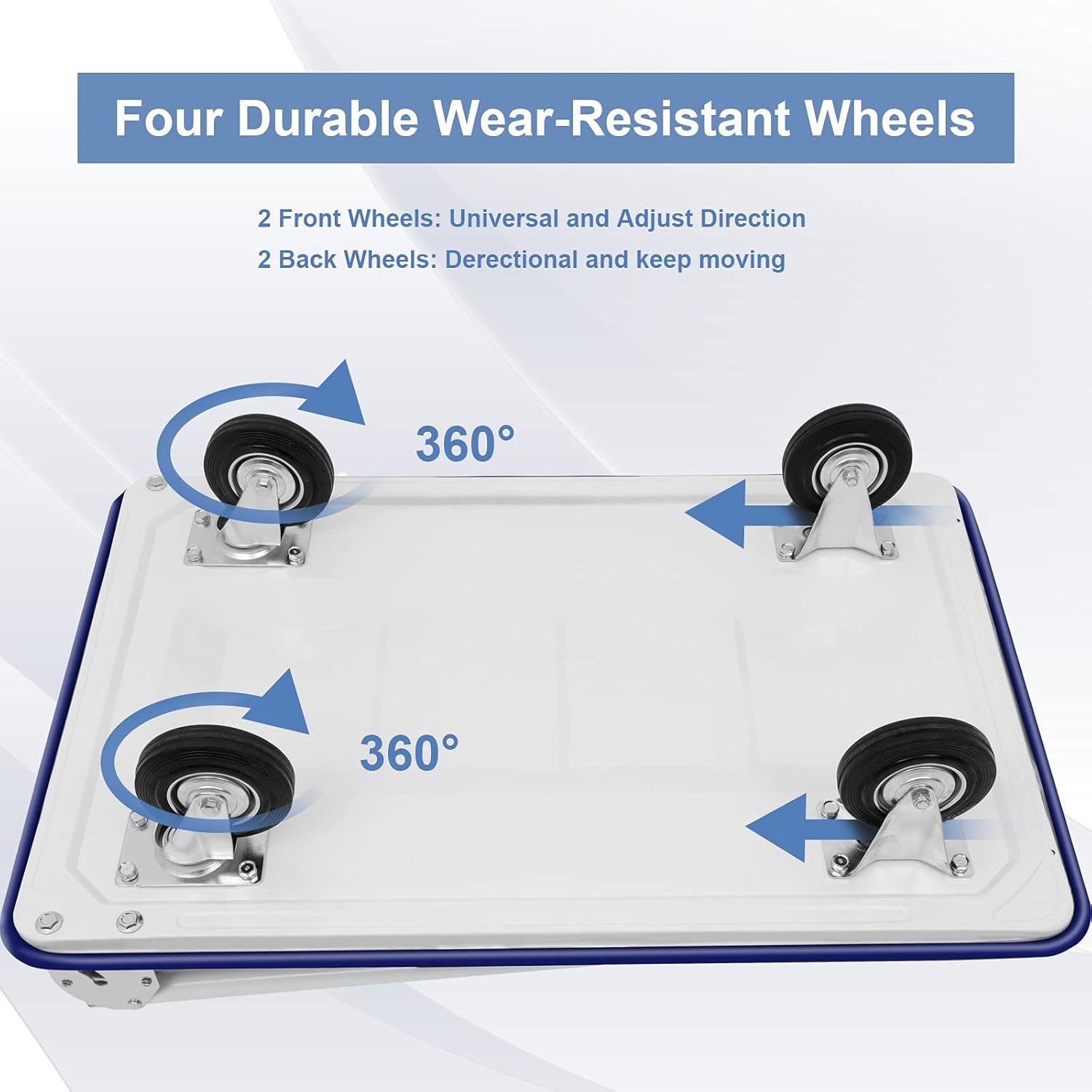 GPOAS Push Cart Dolly Folding Platform Truck with 360 Degree Swivel Wheels and Handle,Foldable for Easy Storage, Heavy Duty Moving Cart with 24x36 Inch Flatbed Surface,Blue