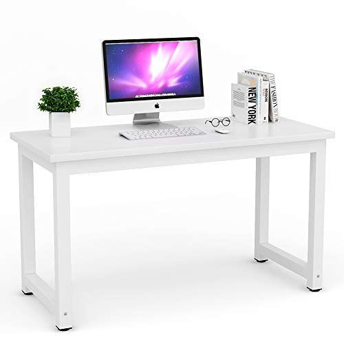 Tribesigns Modern Computer Desk, 63 x 31.5 inch Large Executive Office Desk Computer Table Study Writing Desk Workstation for Home Office, Spliced Desktop, White