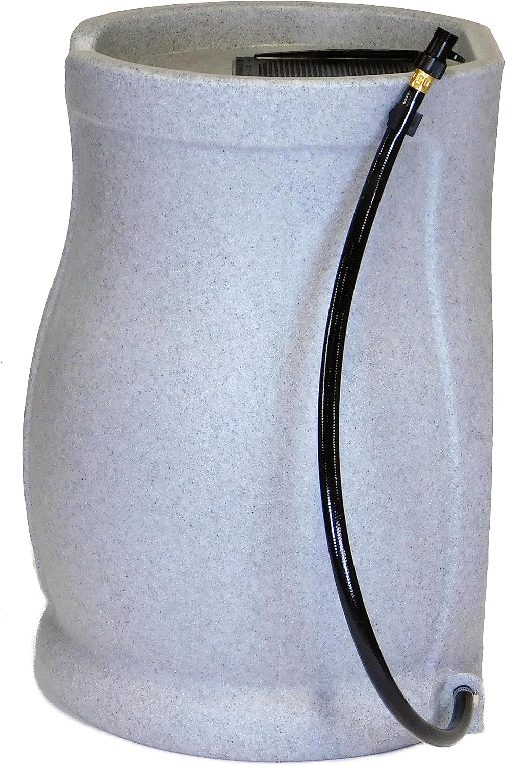 FCMP Outdoor Catalina 45 Gallon Rain Water Barrel Catcher System with Flat Back for Watering Outdoor Plants, Gardens, and Landscapes, Light Granite