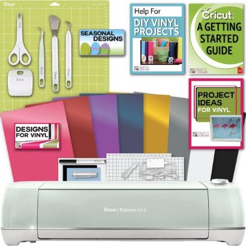 Cricut Explore Air 2 Machine Bundle - Beginner GUIDE, Tool Kit, Vinyl Pack, Designs u0026 Project Inspiration