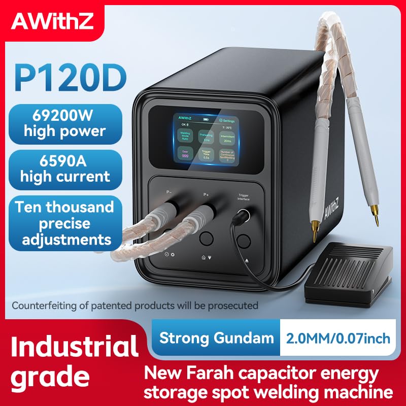 69.2 KW Capacitor Battery Spot Welder, AWithZ Spot Welder, 2-in-1 Automatic & Foot Pedal Two Modes Battery Farad Welding Equipment for 18650/LiFePO4 Lithium Battery Pack Building