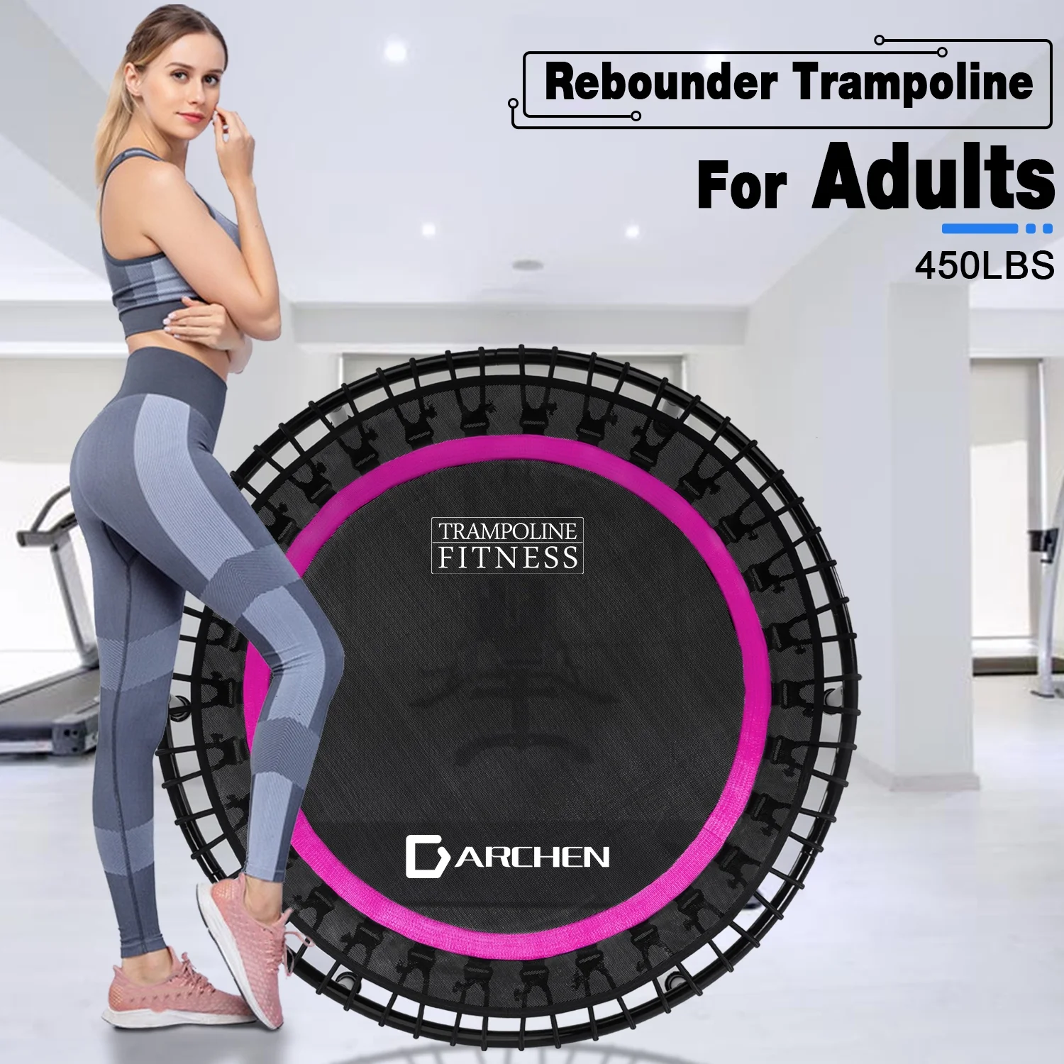 Darchen 450 lbs Mini Trampoline for Adults, Indoor Small Rebounder Exercise Trampoline for Workout Fitness for Quiet and Safely Cushioned Bounce, [40 Inch]