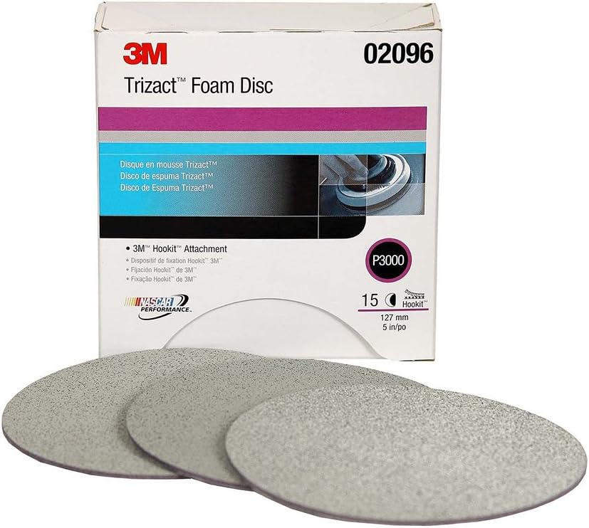 3M Trizact Hookit Foam Disc, 02096, 5 in, 3000, 15 discs per carton Pack of 2