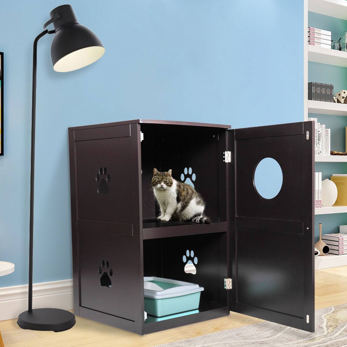 coziwow Stackable Double Cat Sitting in Litter Box