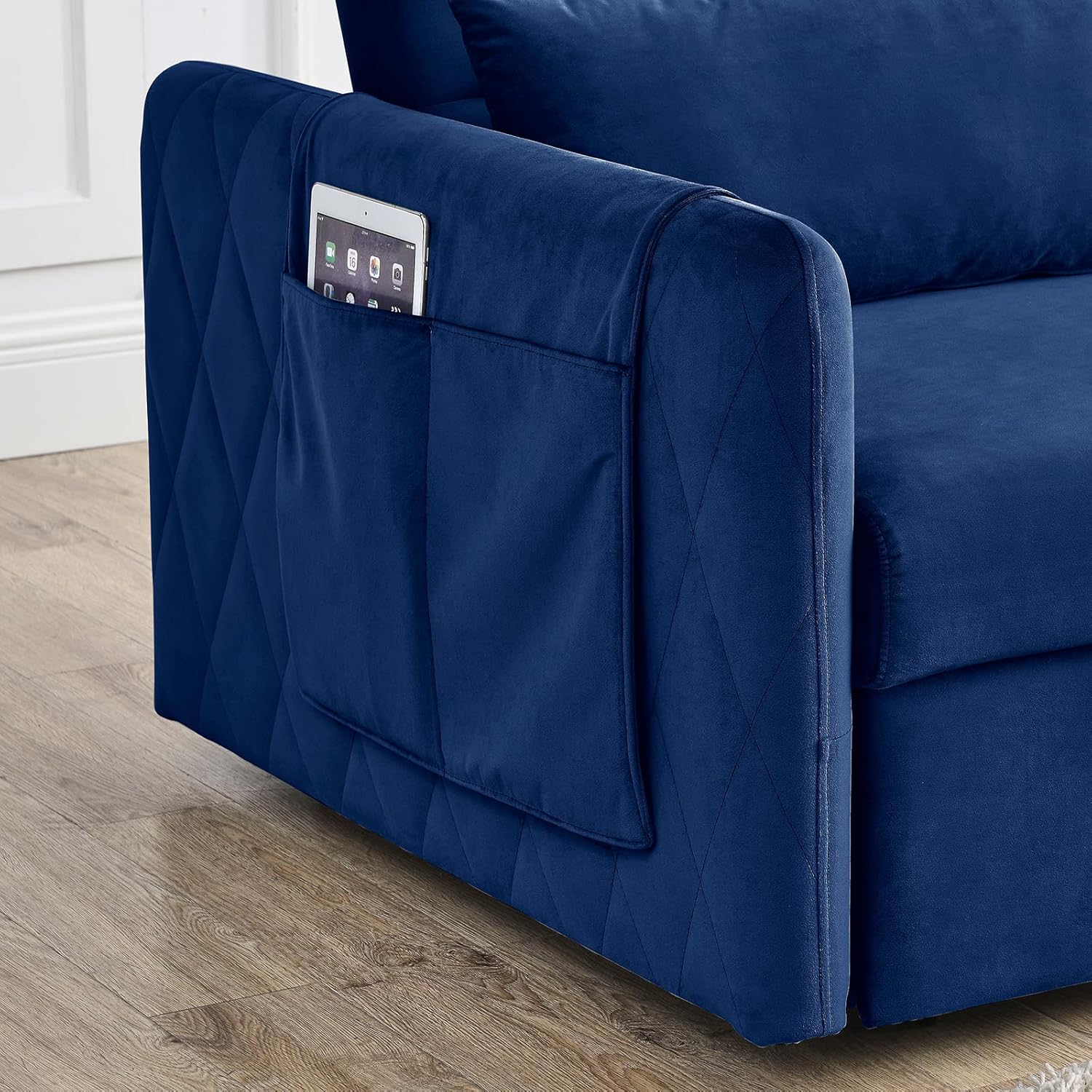 Ucloveria Sleeper Sofa Couch w/Pull Out Bed, 55" Modern Velvet Convertible Sleeper Sofa Bed, Small Love seat Sofa Bed w/Pillows & Side Pockets for Small Space, Living Room, Apartment