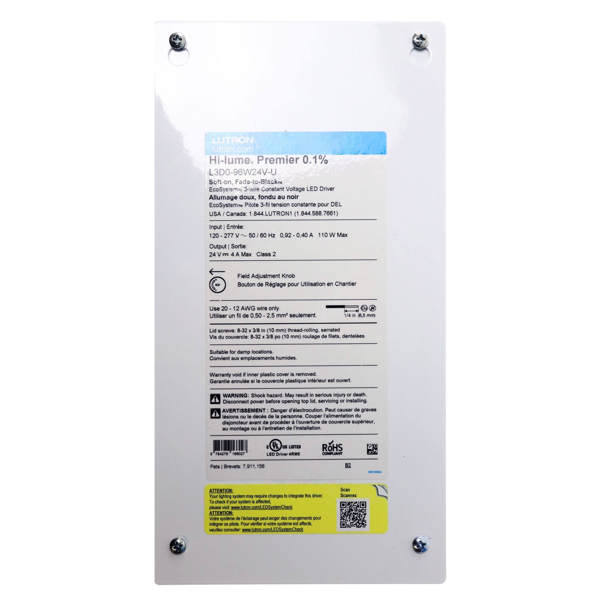 Lutron L3D0-96W24V-U - Hi-Lume Premier Constant Voltage Driver