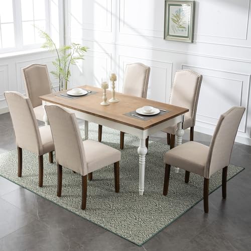 Stylish Upholstered Parsons Nailhead Trim and Sturdy Solid Wood Legs dining chair, Set of 4, Smoky Grey