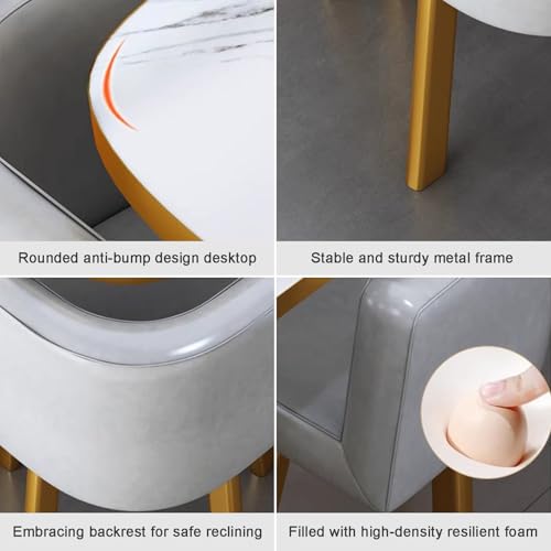 Round Kitchen Table and Chairs Set, Dining Room Table Set for 4, Modern Space-Saving Conference Table Set, Dining Table Set for Breakfast Nook, Living Room