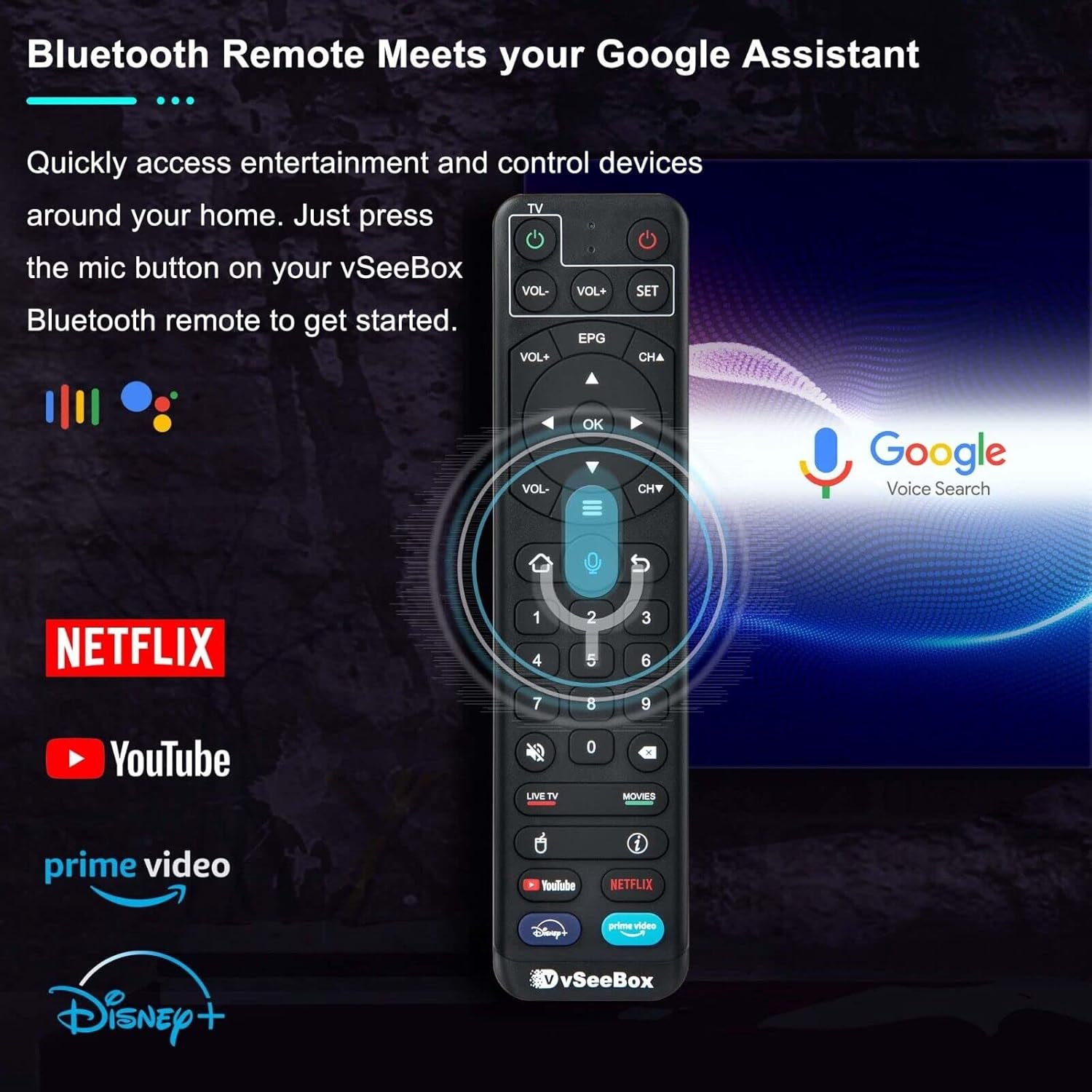 2023 vSeeBox V2pro w/Bluetooth Voice Remote & upgraded Wi-Fi 6k