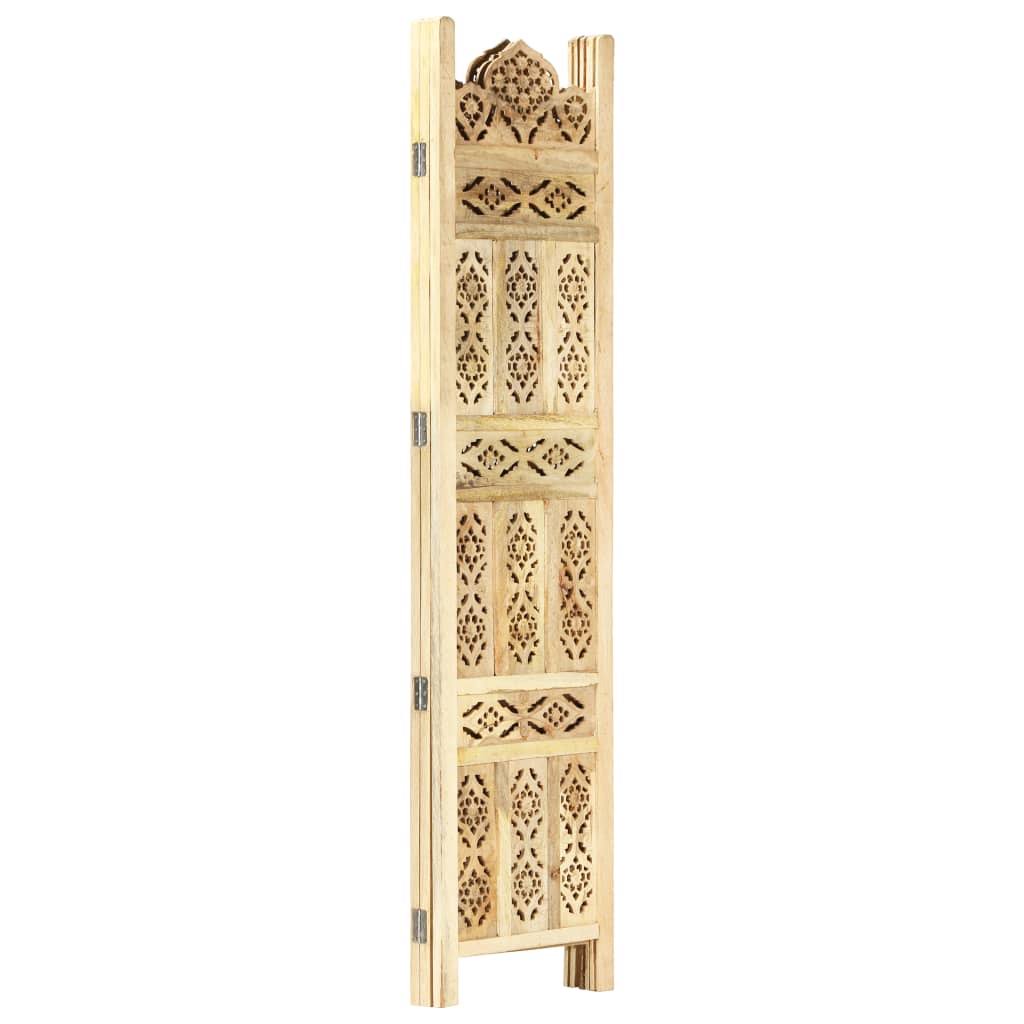 vidaXL Hand Carved 3-Panel Room Divider 47.2x22x65x22 Solid Mango Wood