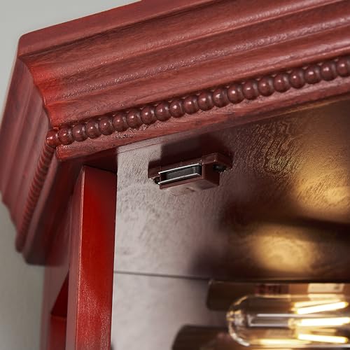 Corner Curio Cabinet Lighted Display 69.59 inch with Glass Doors & 4 Adjustable Glass Shelves & Classical Metal Handles - Perfect for Collectibles,Cherry(Light Bulbs are Included)