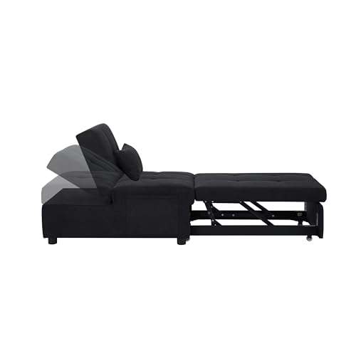 3-in-1 Multi-Functional Sofa Bed,Sleeper Chair Bed,Adjustable Backrest Recliner with Modern Linen Fabric for Bedroom Living Room Apartment Small Space (Grey)