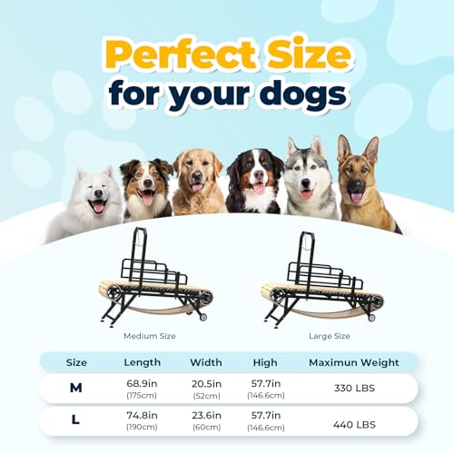75 Large Dog Treadmill for Dogs, 4 Level Adjustable Ramp Canine Slat Mill for Dog, Easy to Move Doggy Treadmill for Indoor & Outdoor, Up to 440LBS