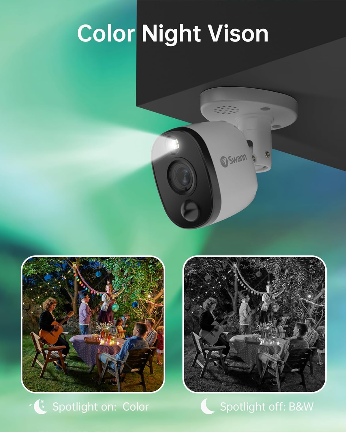 Swann Home DVR Security Camera System with 2TB HDD, 16 Channel 8 Camera, 4K Ultra HD Video, Indoor or Outdoor Wired Surveillance CCTV, Color Night Vision, Heat Motion Detection, LED Lights, 1655808