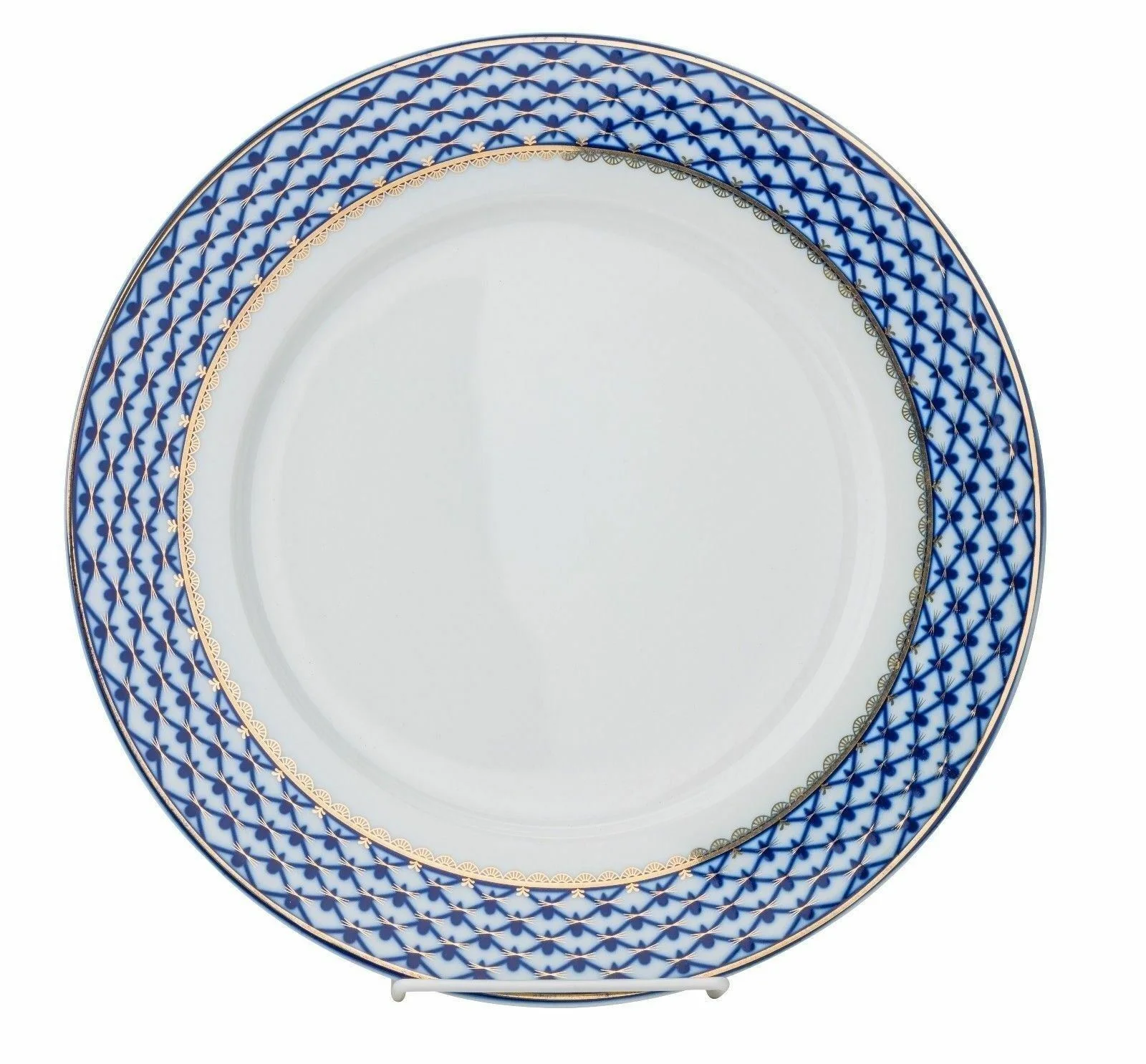 World Gifts Bone China Cobalt Blue St Petersburg 24K Gold Net Dessert Plates - 7.5", Round