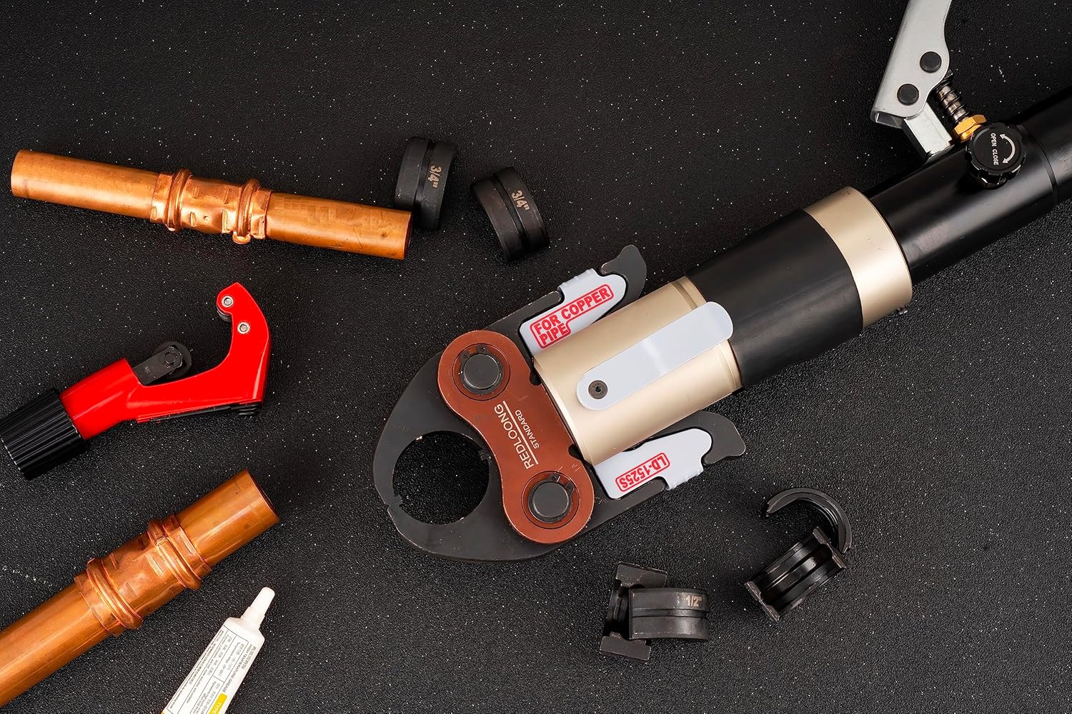 Copper Tube Fittings Hydraulic Pipe Crimping Tool with 1/2 inch,3/4 inch and 1 inch Jaw Copper Pipe Propress Crimpers Pressing Pliers,Suit for Viega and ProPress copper fitting andTee Fitting