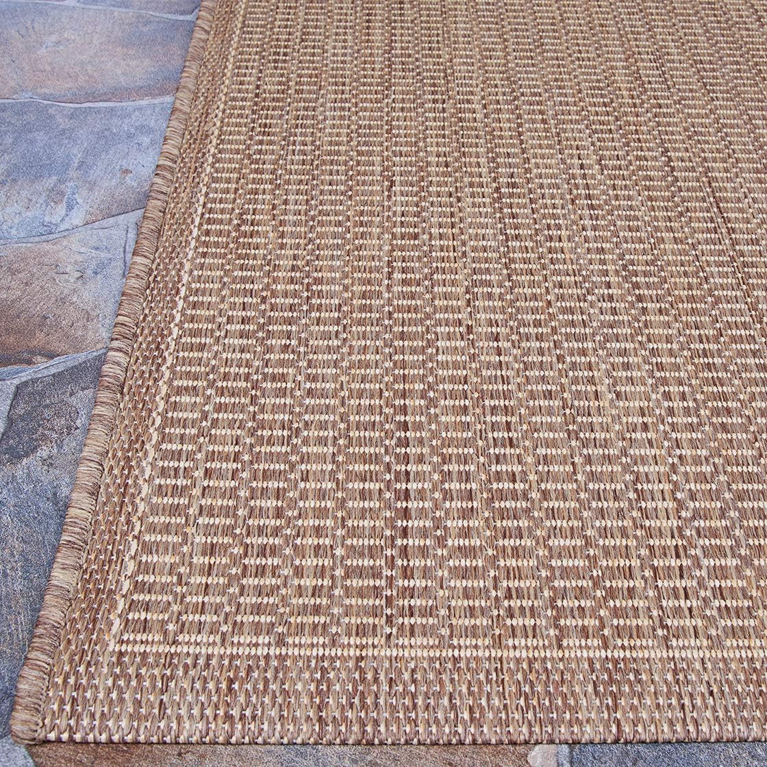 Couristan Recife Saddle Stitch Indoor/Outdoor Area Rug, 7'6", Cocoa Brown-Natural