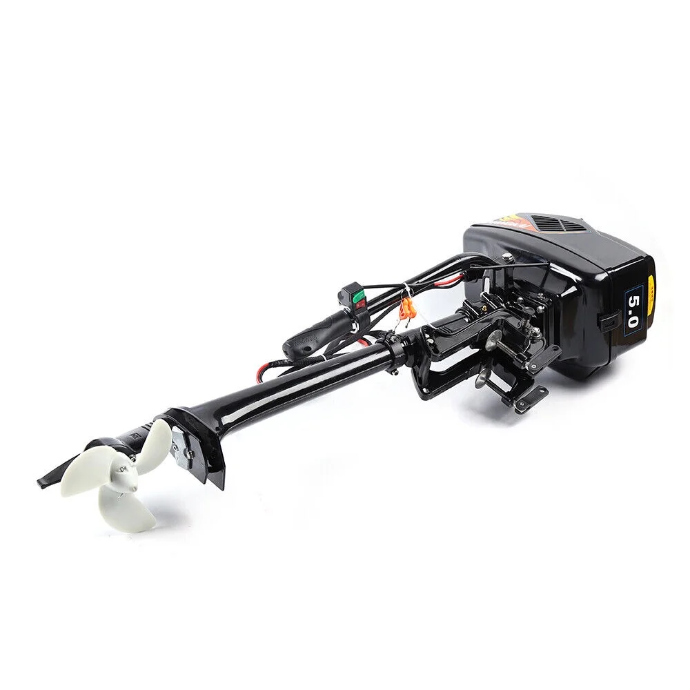 HANGKAI Electric Outboard Motor 1200W  Pure Copper Core Brushless Motor Fishing Boat Engine Long Shaft 48V Omni-directional Rotary Joystick W/ 90° Rotatable Bracket Fishing Boat Trolling