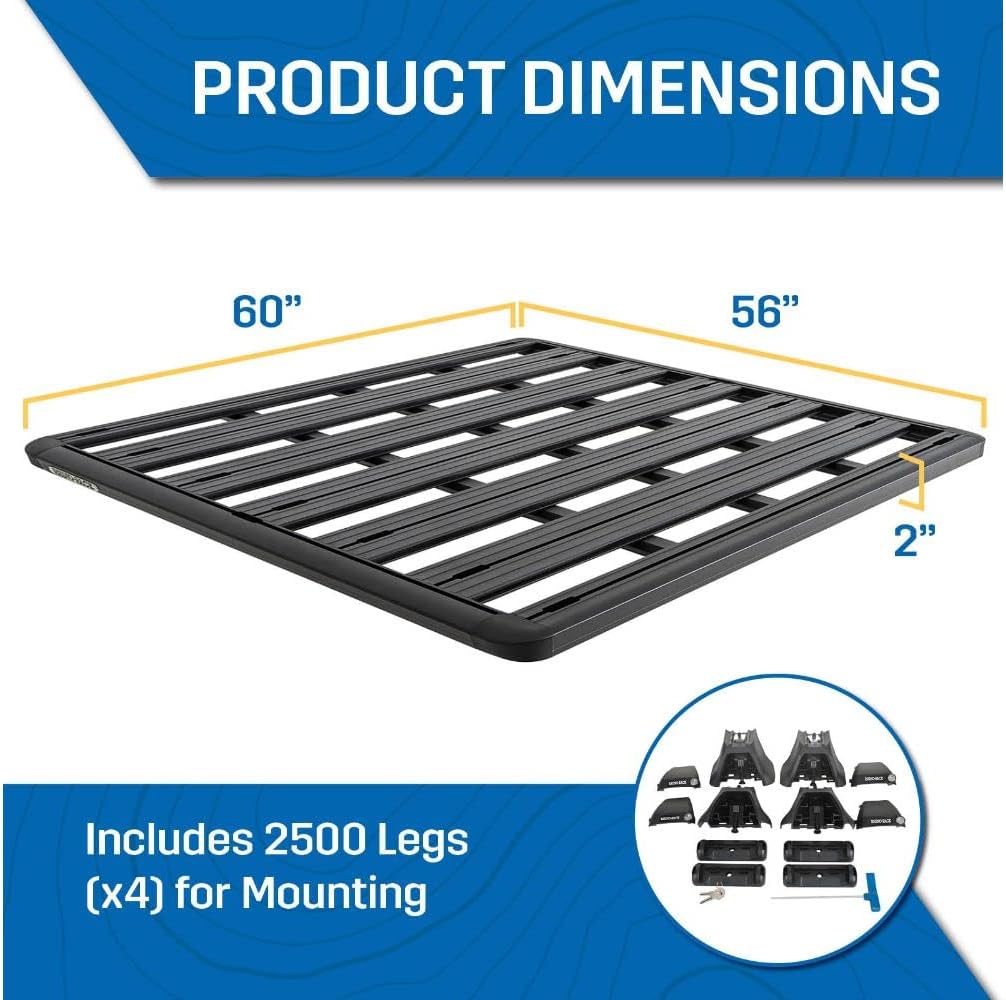 Rhino Rack Complete Pioneer Roof Rack Kit Compatible with Toyota Tundra Crewmax 2022+, High Strength Alumimum, Easy Bolt on Clamp Mounting, Includes Pioneer Platform, Legs, Fit Kit, Black (ROLT1)